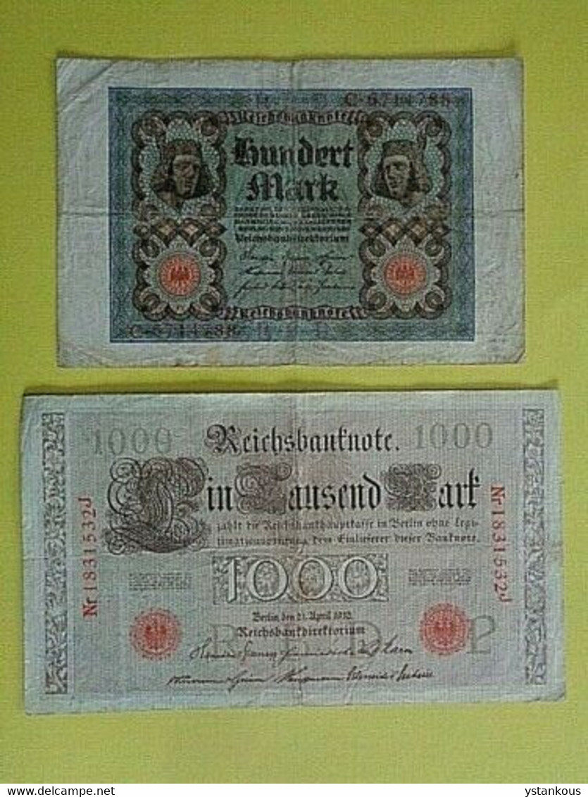 Lot De 2 Billets Usagés D'ALLEMAGNE. - A Identifier