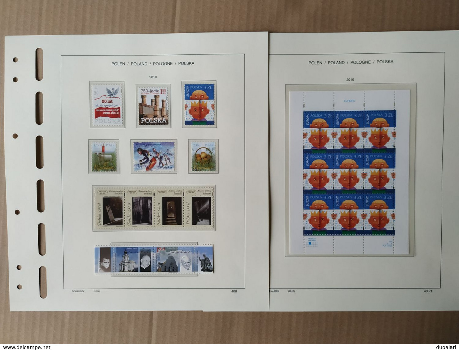 Poland Polska 2010 Almost Complete Year Set ( 2 Blocks Missing) MNH On Schaubek Illustrated Pages With Hawid Mounts - Collections