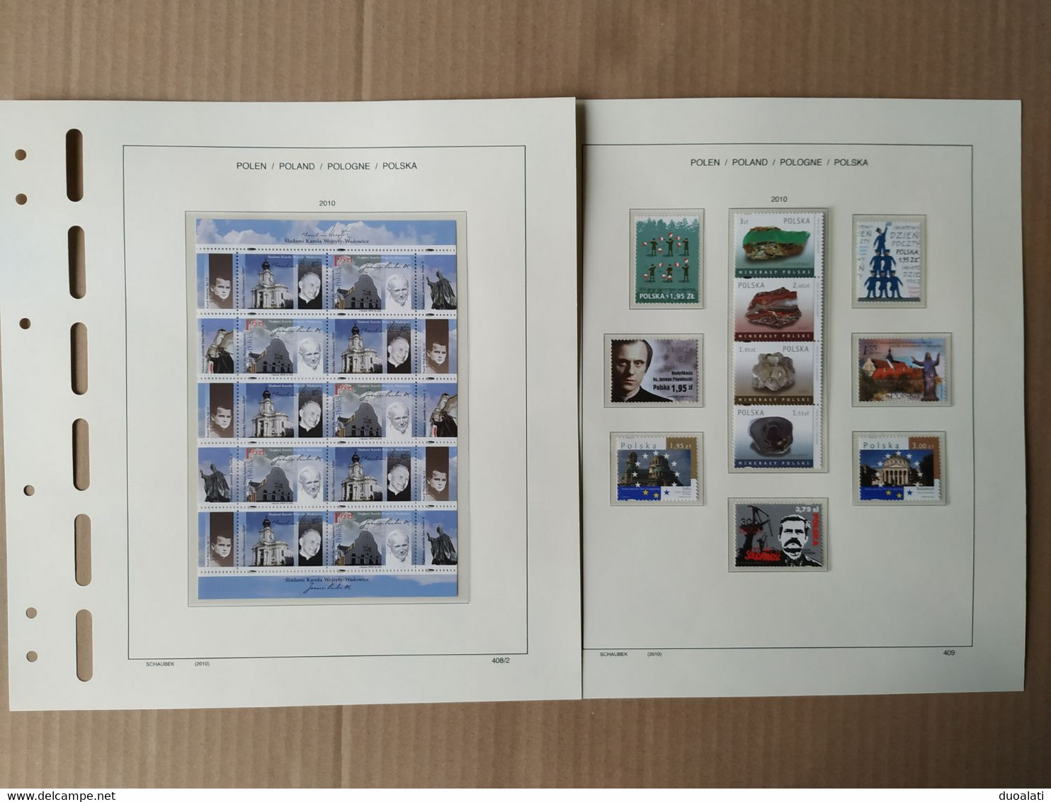 Poland Polska 2010 Almost Complete Year Set ( 2 Blocks Missing) MNH On Schaubek Illustrated Pages With Hawid Mounts - Collections