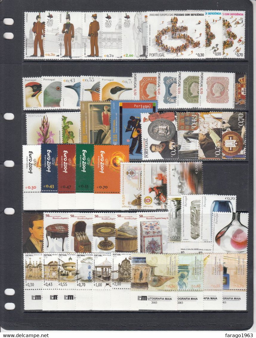 2003 Portugal 63 Stamps  + 14 S/s At 75% Face Value MNH - Sonstige & Ohne Zuordnung