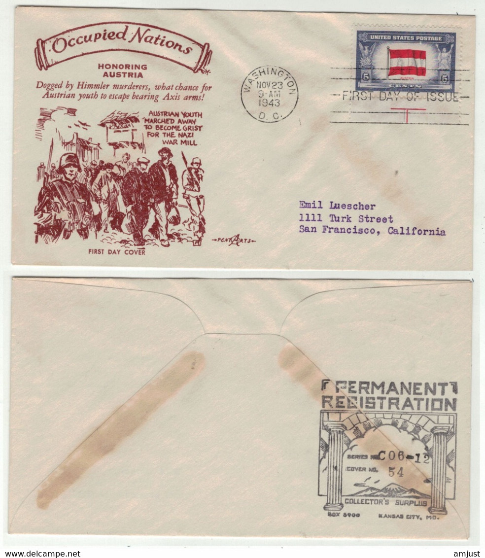 Etats-Unis // FDC // 1941-1950 // 1943 Occupied Nations, Honoring Austria - 1941-1950