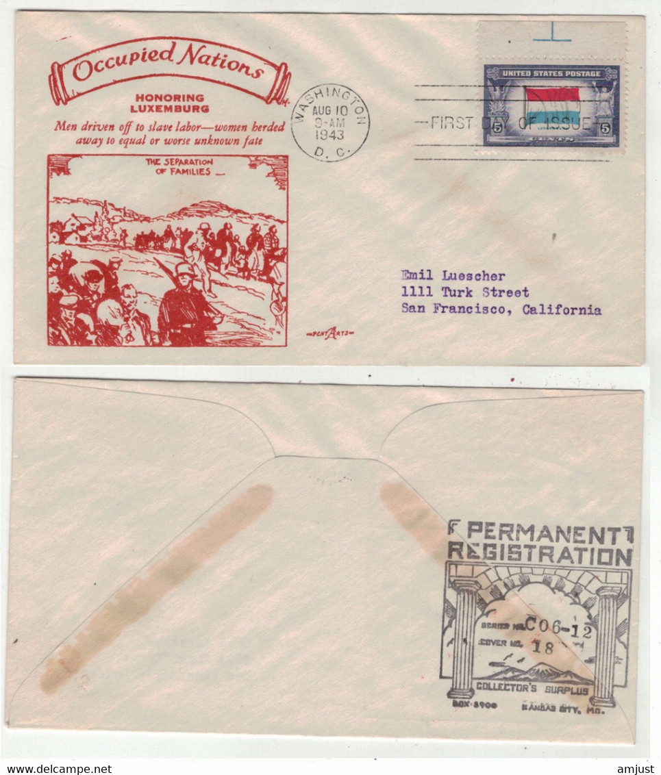 Etats-Unis // FDC // 1941-1950 // 1943 Occupied Nations, Honoring Luxemburg - 1941-1950