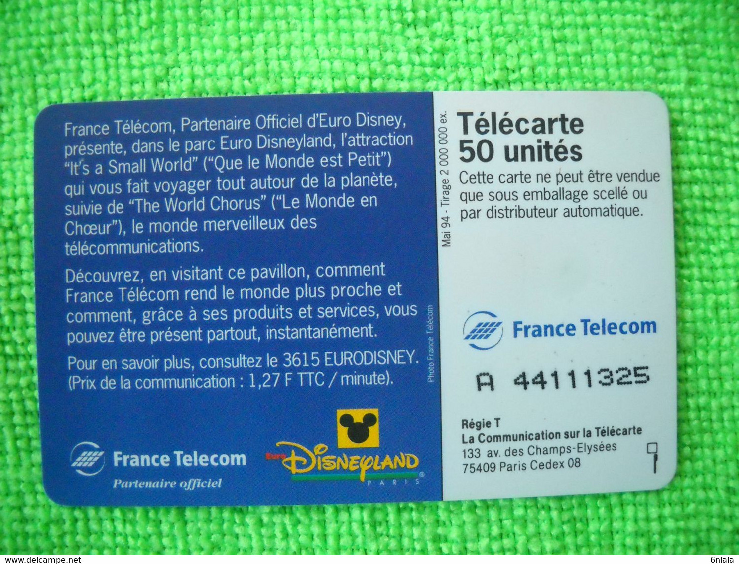 7071 Télécarte Collection Disney  Mickey  DISNEYLAND    ( Recto Verso)  Carte Téléphonique - Disney
