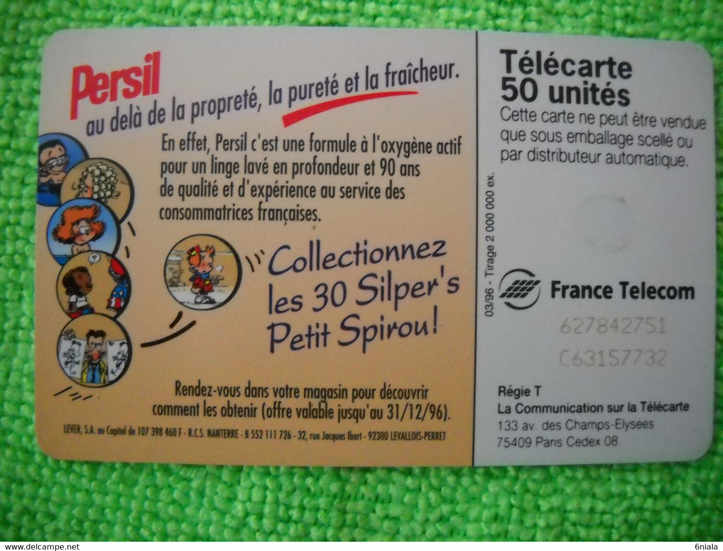 7074 Télécarte Collection PERSIL   Spirou ( Lessive  ) 50u  ( Recto Verso)  Carte Téléphonique - Alimentación