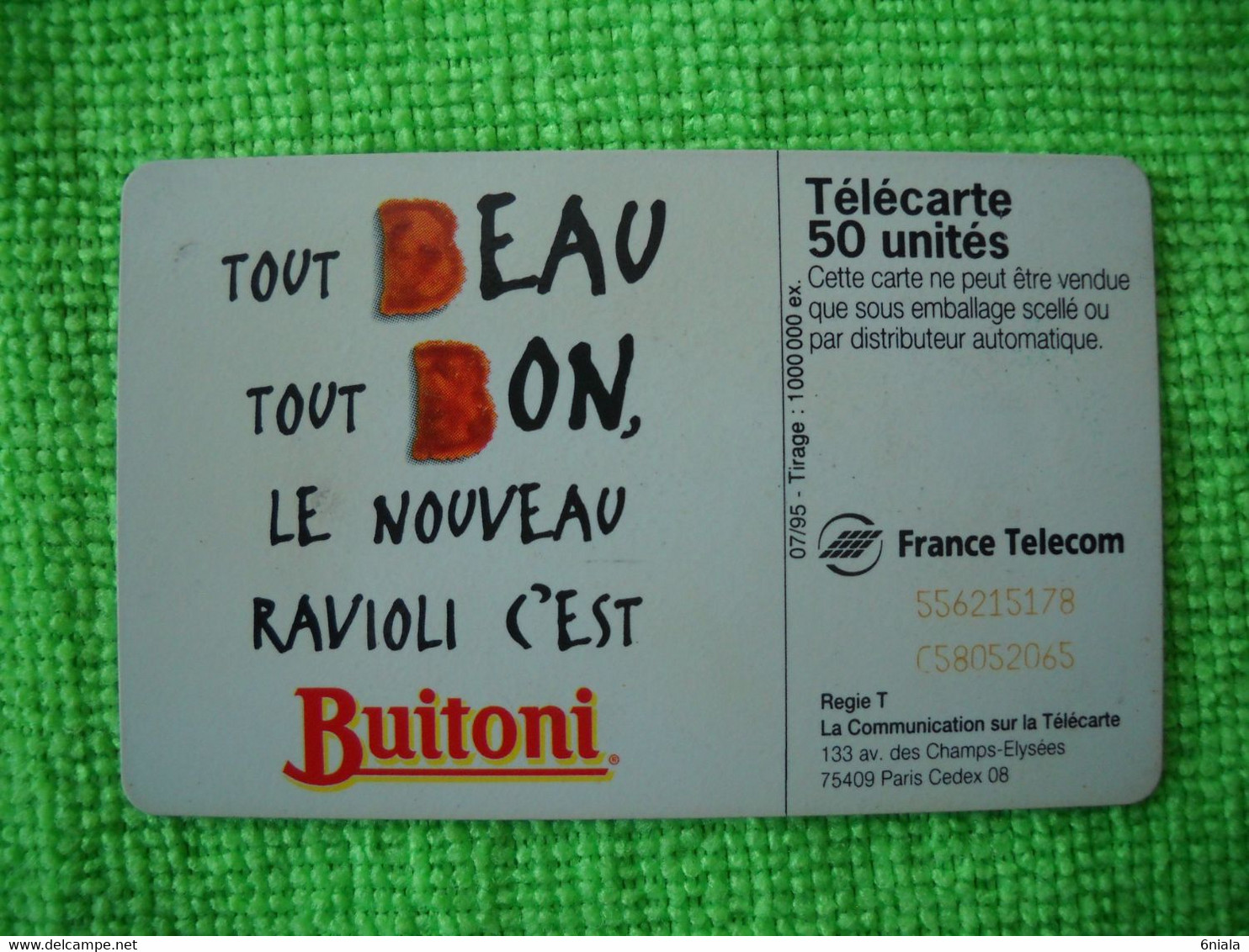 7075 Télécarte Collection Ravioli BUITONI     50u  ( Recto Verso)  Carte Téléphonique - Alimentación