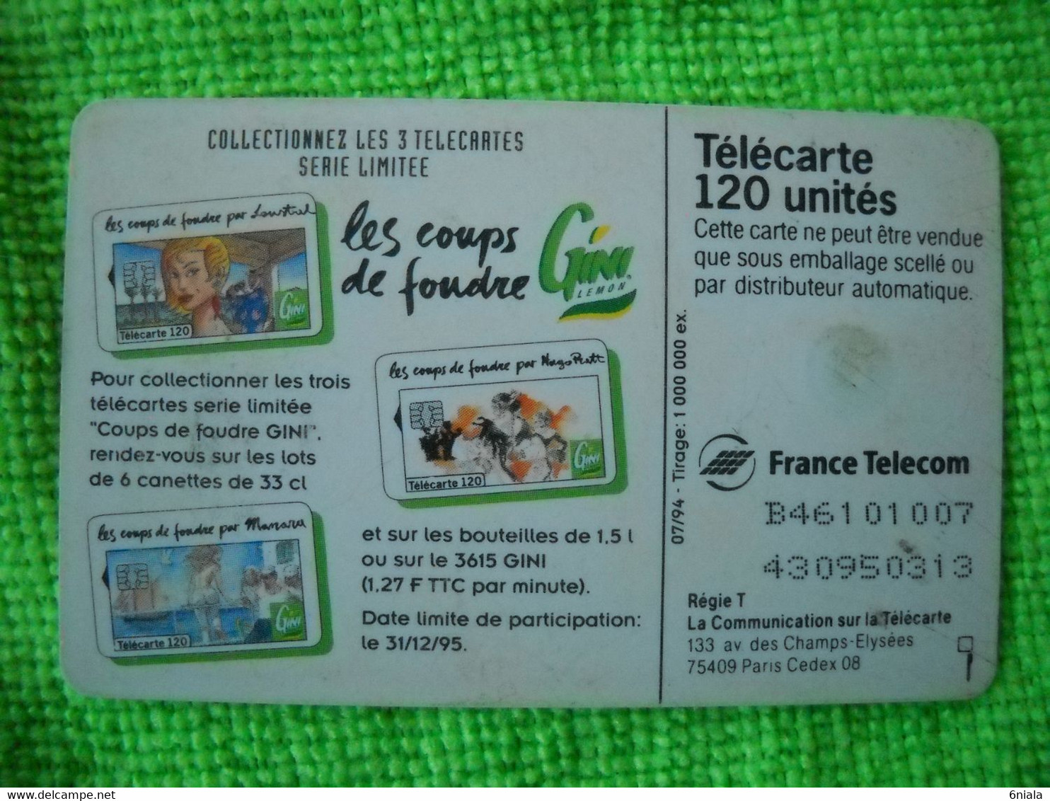 7079 Télécarte Collection Boisson GINI Coup De Foudre   50u  ( Recto Verso)  Carte Téléphonique - Food