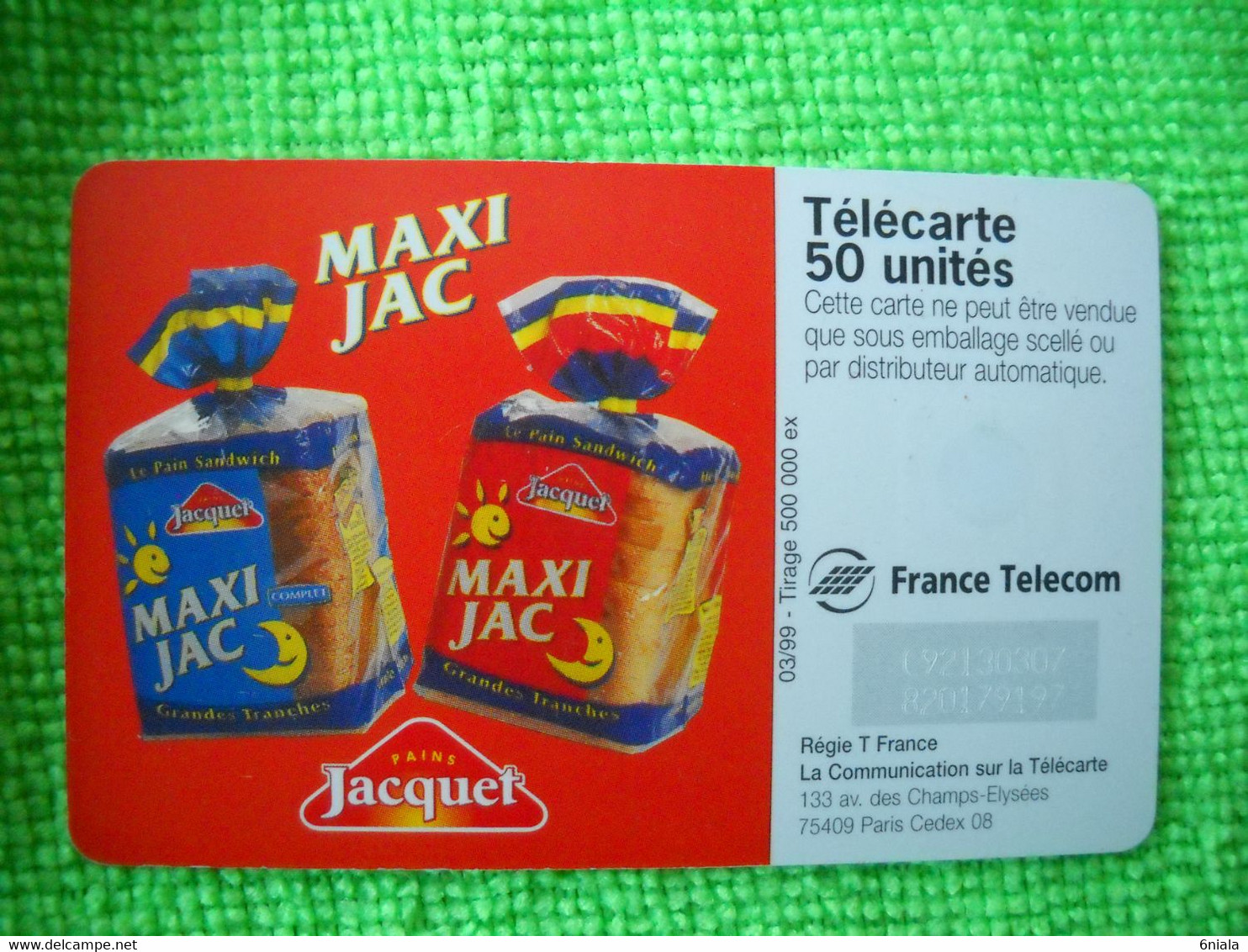 7084 Télécarte Collection Pains Jacquet Maxi   (pain ) 50u  ( Recto Verso)  Carte Téléphonique - Alimentación