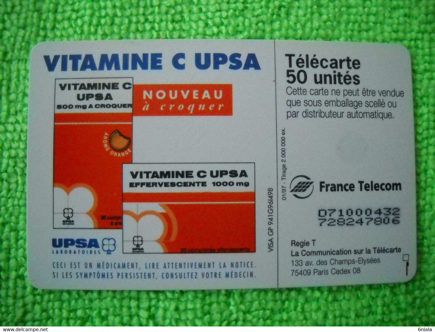 7093 Télécarte Collection Vitamine C UPSA     50u  ( Recto Verso)  Carte Téléphonique - Sonstige & Ohne Zuordnung