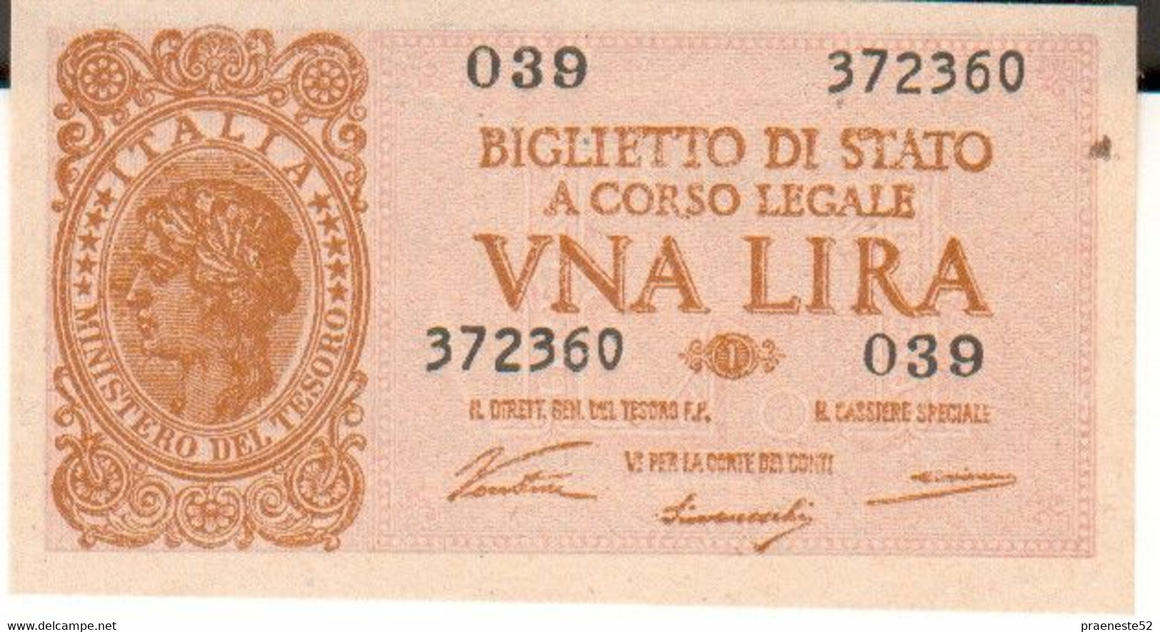 1 LIRA-biglietto Di Stato-a Corso Legale-23-11-1944 - Italia – 1 Lira