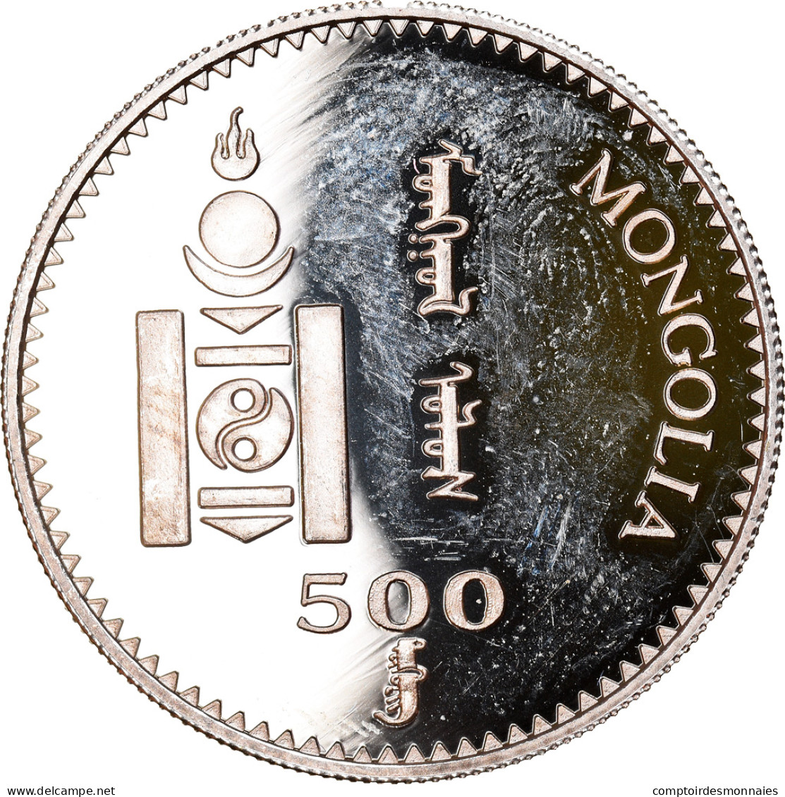 Monnaie, Mongolie, 500 Tugrik, 1997, FDC, Argent - Mongolia