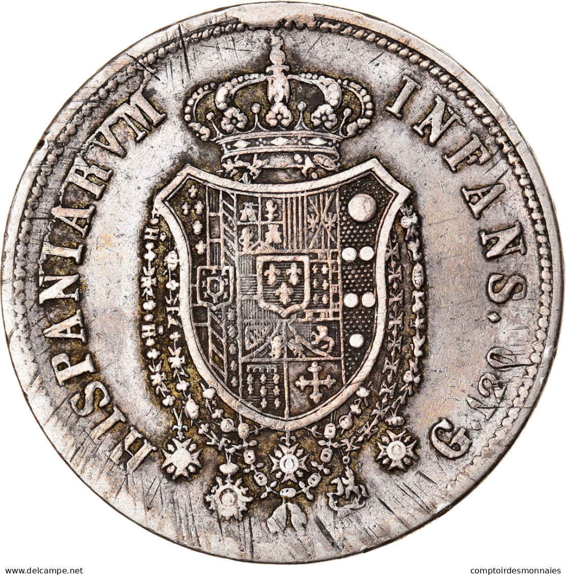 Monnaie, États Italiens, NAPLES, Ferdinando I, 120 Grana, 1818, TTB, Argent - Naples & Sicile