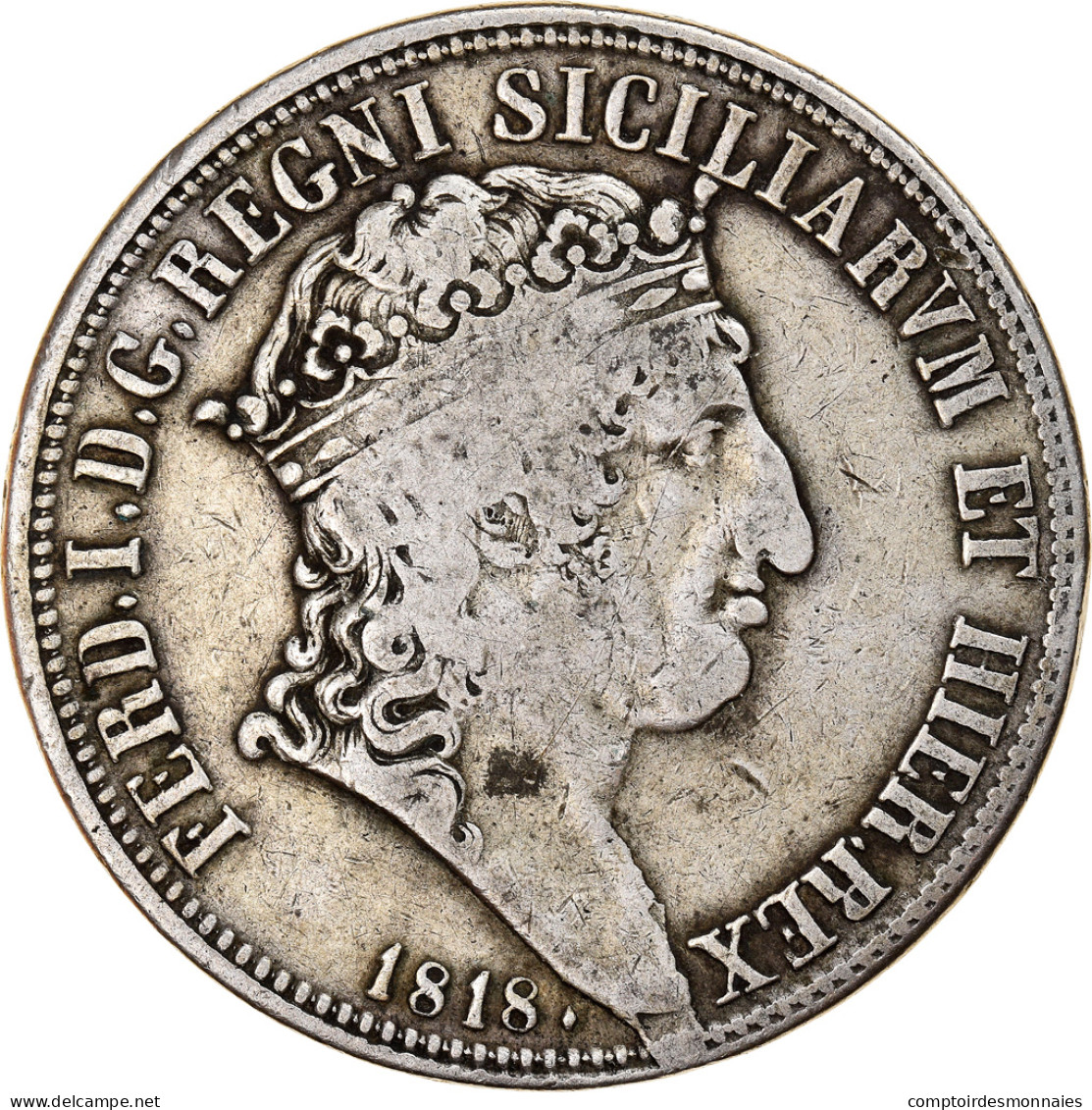 Monnaie, États Italiens, NAPLES, Ferdinando I, 120 Grana, 1818, TTB, Argent - Neapel & Sizilien