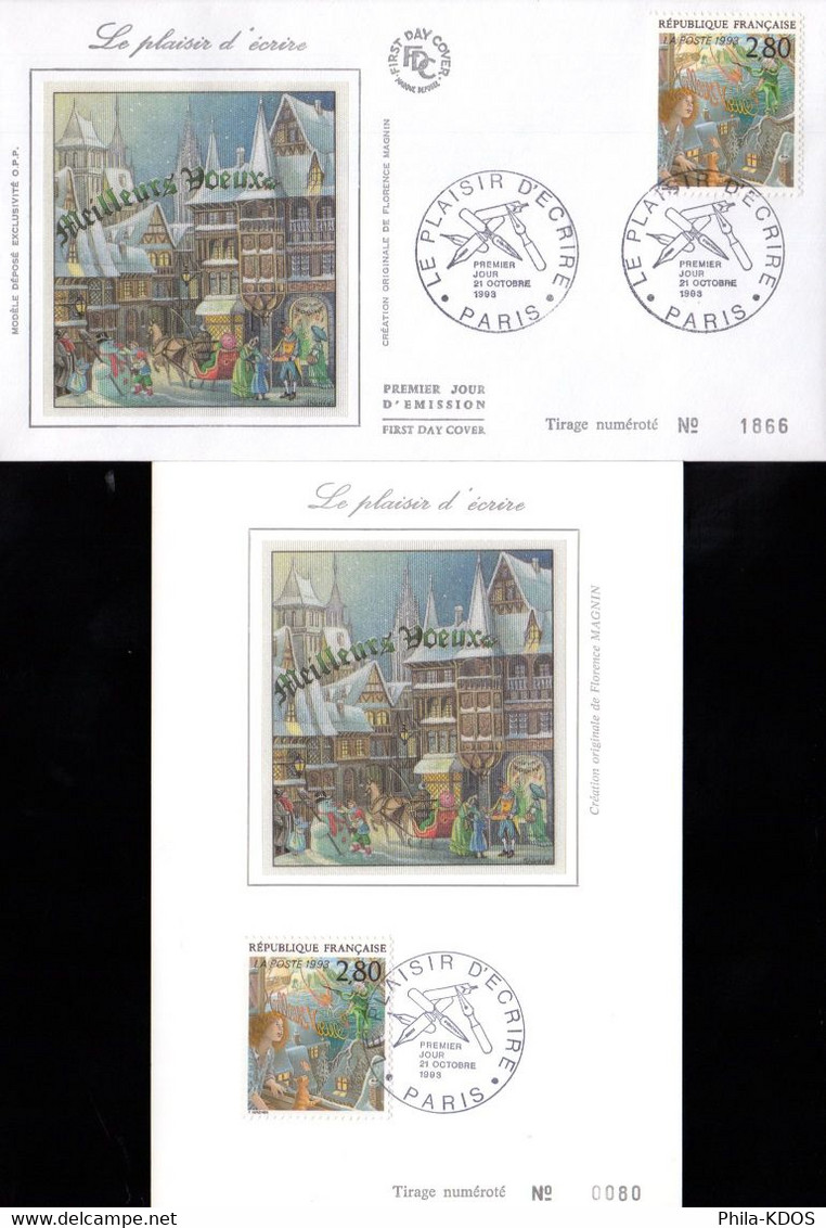 " BD : MEILLEURS VOEUX DE MAGNIN " Sur Carte Maximum Et Envel. 1er Jour Sur Soie De 1993. N°YT 2845 Parf. état CM FDC - Bandes Dessinées