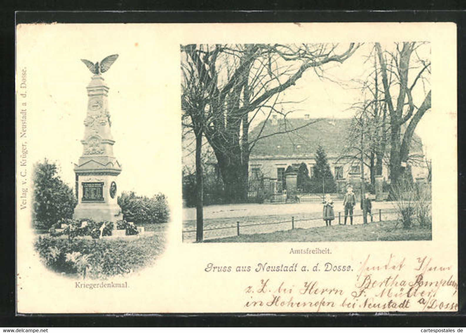 AK Neustadt A. D. Dosse, Kriegerdenkmal, Amtsfreiheit Mit Kindern - Neustadt (Dosse)