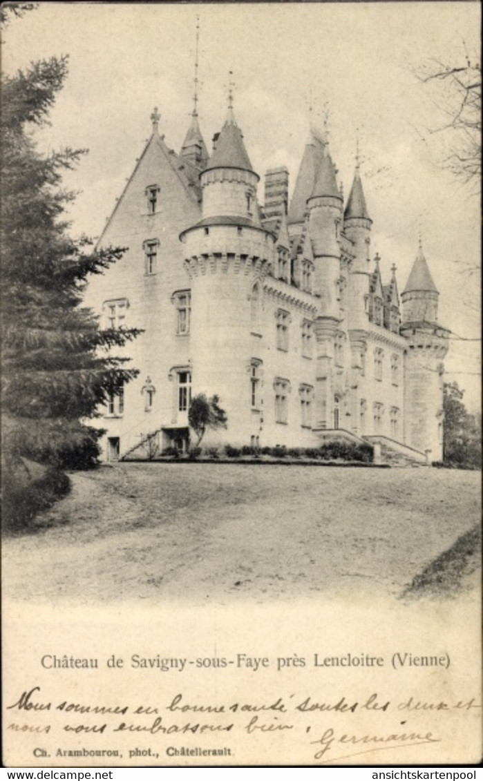 CPA Lencloître Vienne, Chateau De Savigny Sous Faye - Altri & Non Classificati