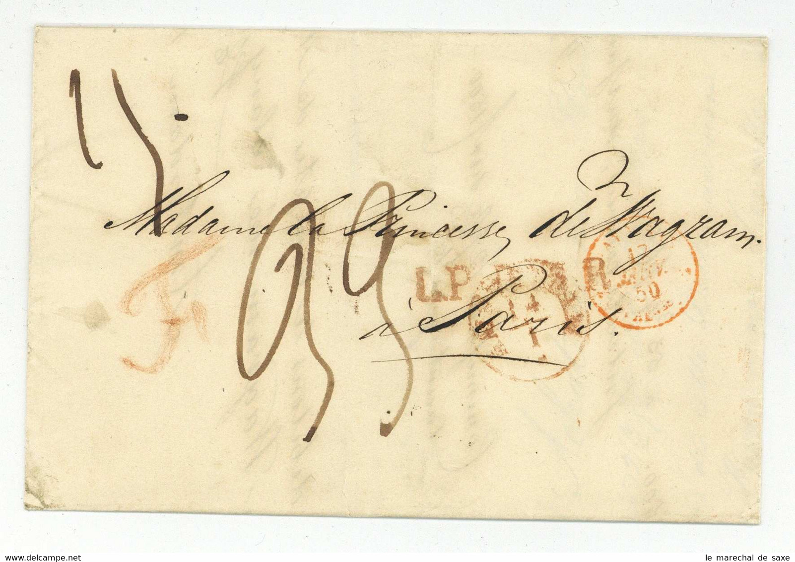 ADRESSE INCOMPLETE Sur Lettre D'Amsterdam A Paris 1850 - Marques D'entrées