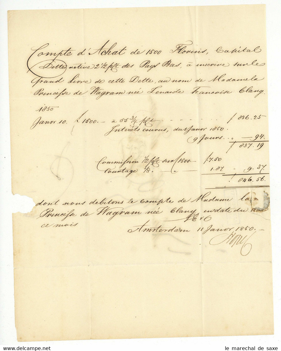 ADRESSE INCOMPLETE Sur Lettre D'Amsterdam A Paris 1850 - Marques D'entrées