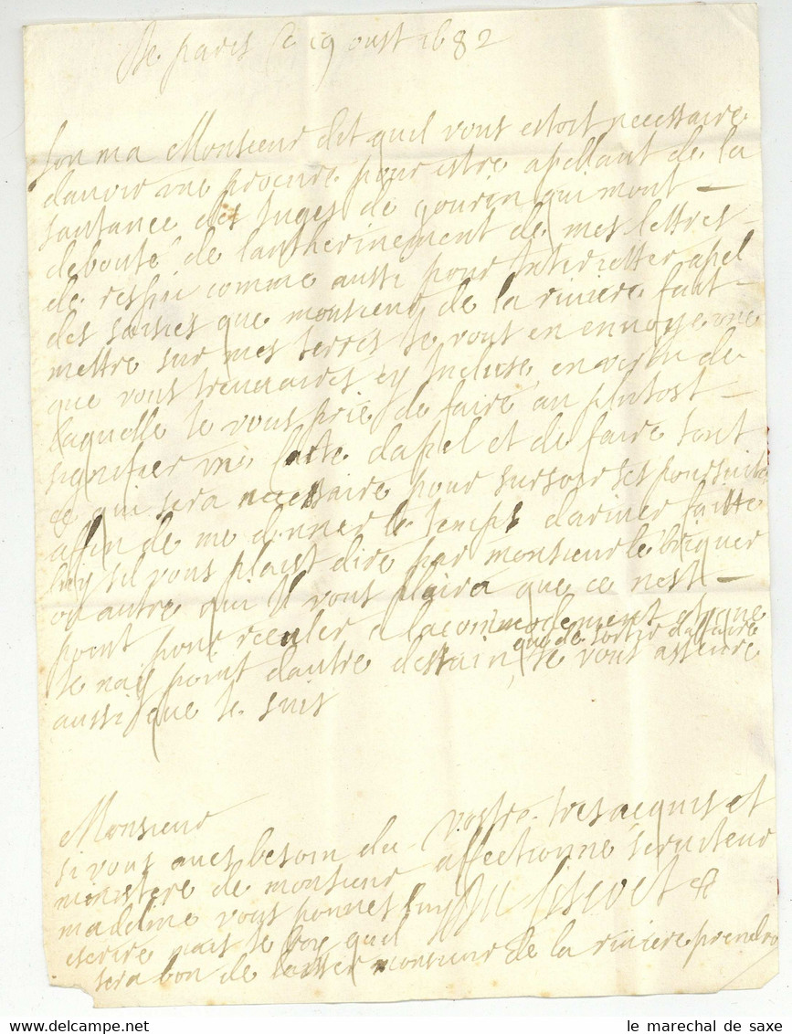 Paris 1682 Lettre Taxee Pour Guingamp Bretagne LAS Du Siscoet - ....-1700: Précurseurs