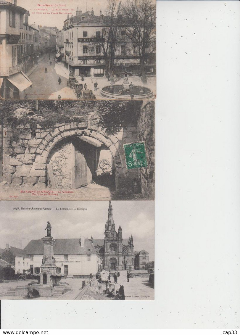 LOT DE 100 CPA TYPE PETITE CARTE  DROUILLE - Pas De Paris, Lourdes, Versailles, Mont St Michel ...  Qqes Ex En Scan  - - 100 - 499 Postcards