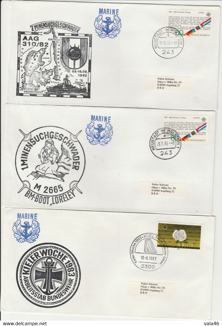 ALLEMAGNE  RFA   -MILITARIA   LOTDE 8 LETTRES COMMEMORATIVES - MARINE - Militaria