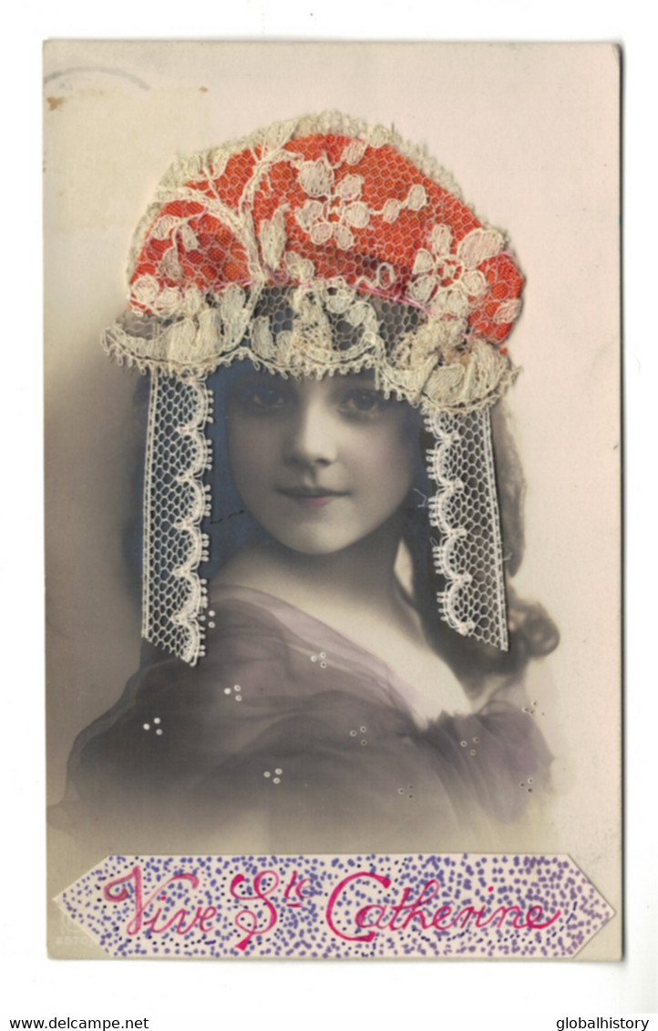 DG2000 - RARE POSTCARD JEUNE FILLE  FILLETTE , ENFANT, GIRL , FAMOUS GRETE REINWALD REAL LACE HAT - Portraits