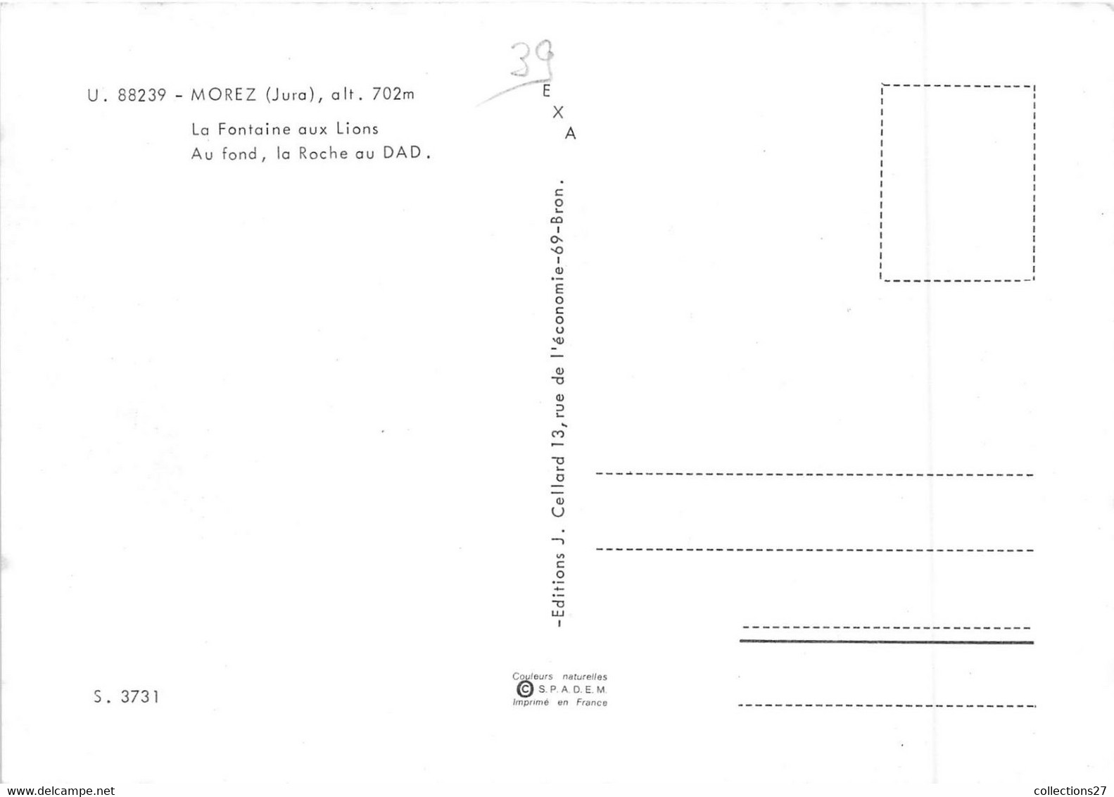 39-MOREZ- LA FONTAINE AUX LIONS AU FOND LA ROCHE AU DAD - Morez