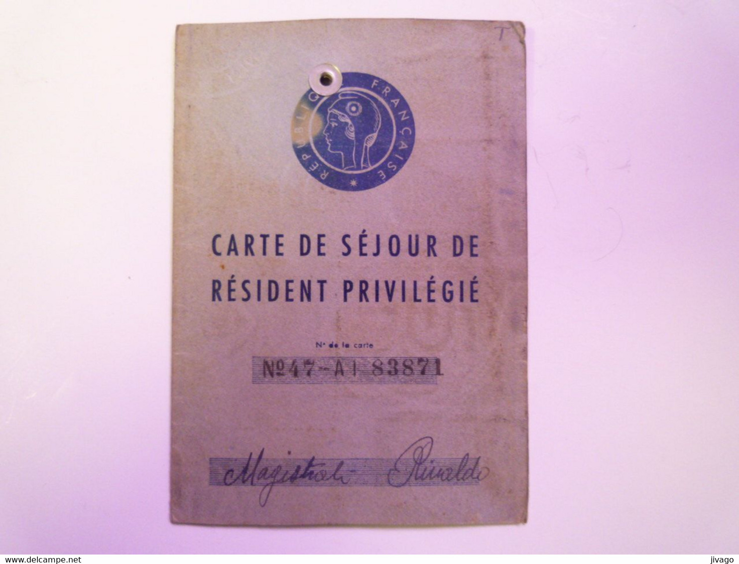 2021 - 2041  CARTE De SEJOUR De RESIDENT PRIVILEGIE  (Italien) Avec Timbres Fiscaux  Hautes-Pyrénées 1948   XXX - Non Classés