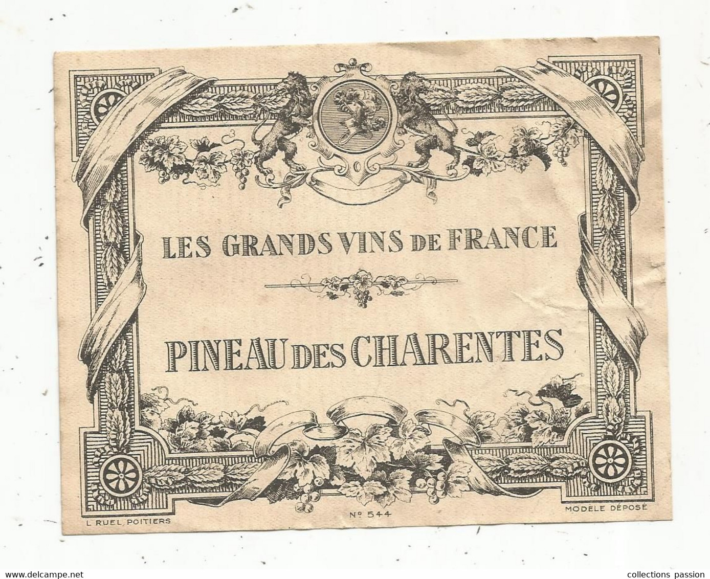 étiquette , Les GRANDS VINS De France ,PINEAU DES CHARENTES - Altri & Non Classificati