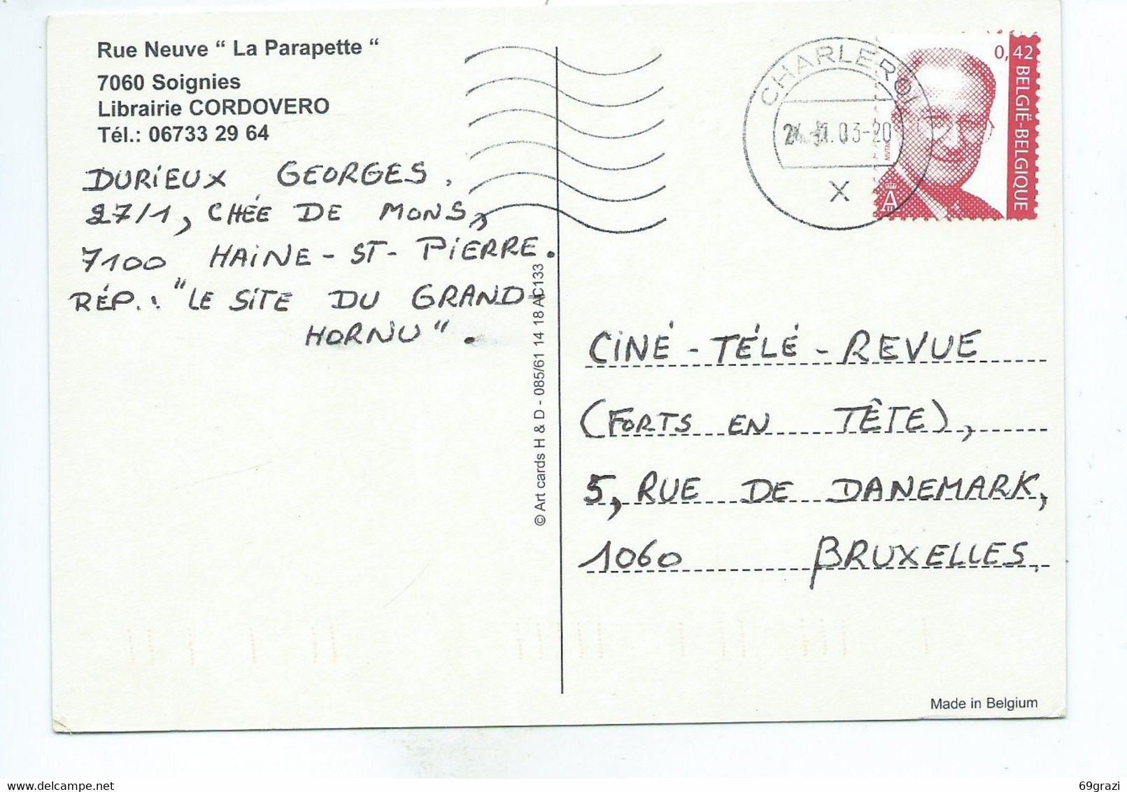 Soignies Rue Neuve La Parapette   ( Carte Ayant Voyagé ) - Soignies