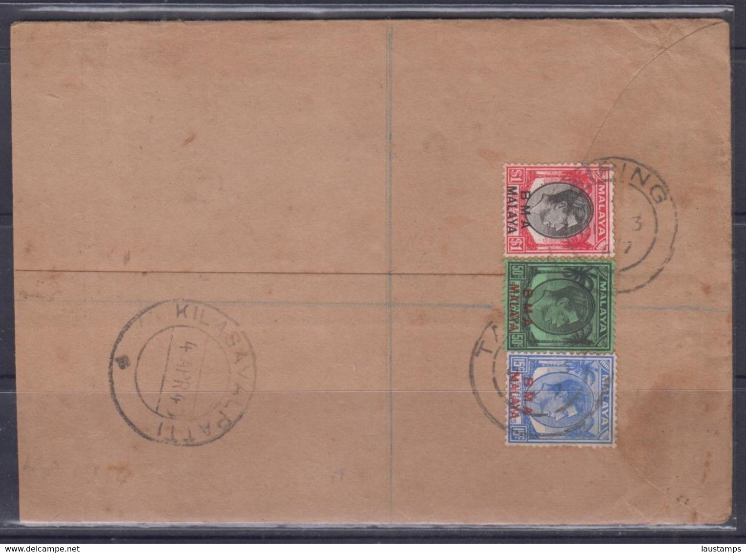 BMA 1949 Registered Cover From Taiping To Kilasavalpatti, India - Malaysia (1964-...)