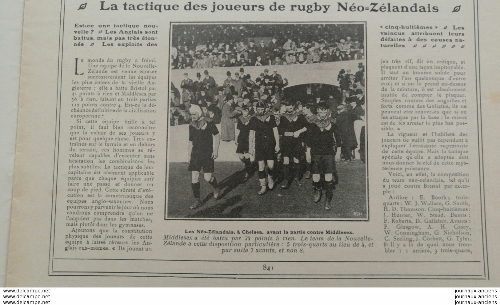 1905 RUGBY - LA TACTIQUE DES JOUEURS DE RUGBY NÉO=ZÉLANDAIS - Other & Unclassified