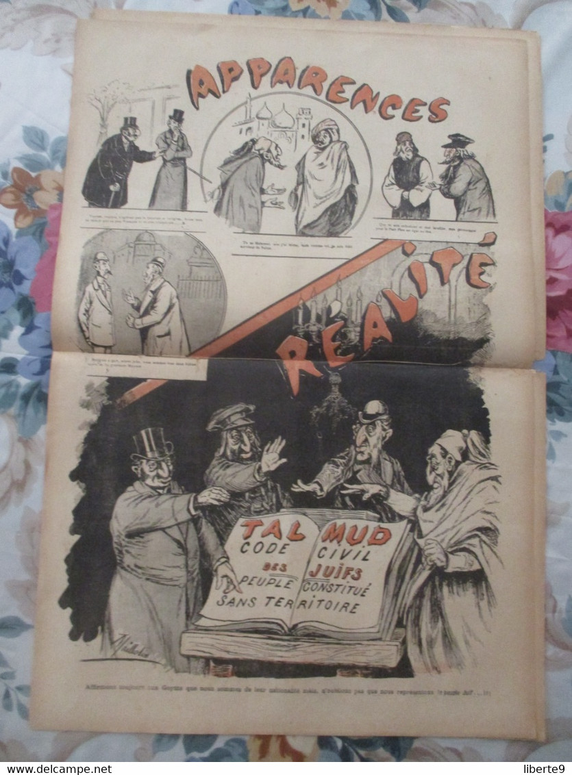 LA LIBRE PAROLE Revue Illustré 1895 Édouard Drumont  Caricature Antisémite - Judaica - Talmud Double Page - Revistas - Antes 1900