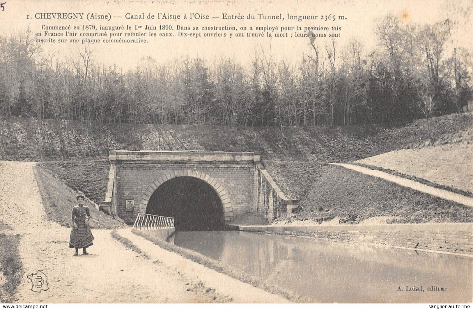 CPA 02 CHEVREGNY CANAL DE L'AISNE A L'OISE ENTREE DU TUNNEL (cliché Rare Avec La Femme - Altri & Non Classificati