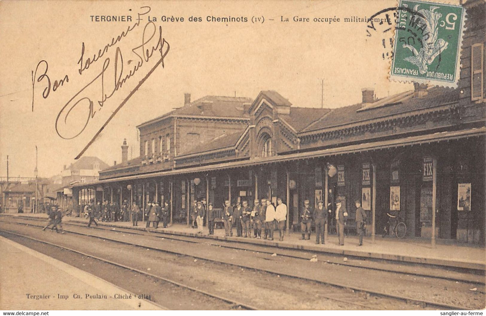 CPA 02 TERGNIER GREVE DES CHEMINOTS LA GARE OCCUPEE MILITAIREMENT - Altri & Non Classificati