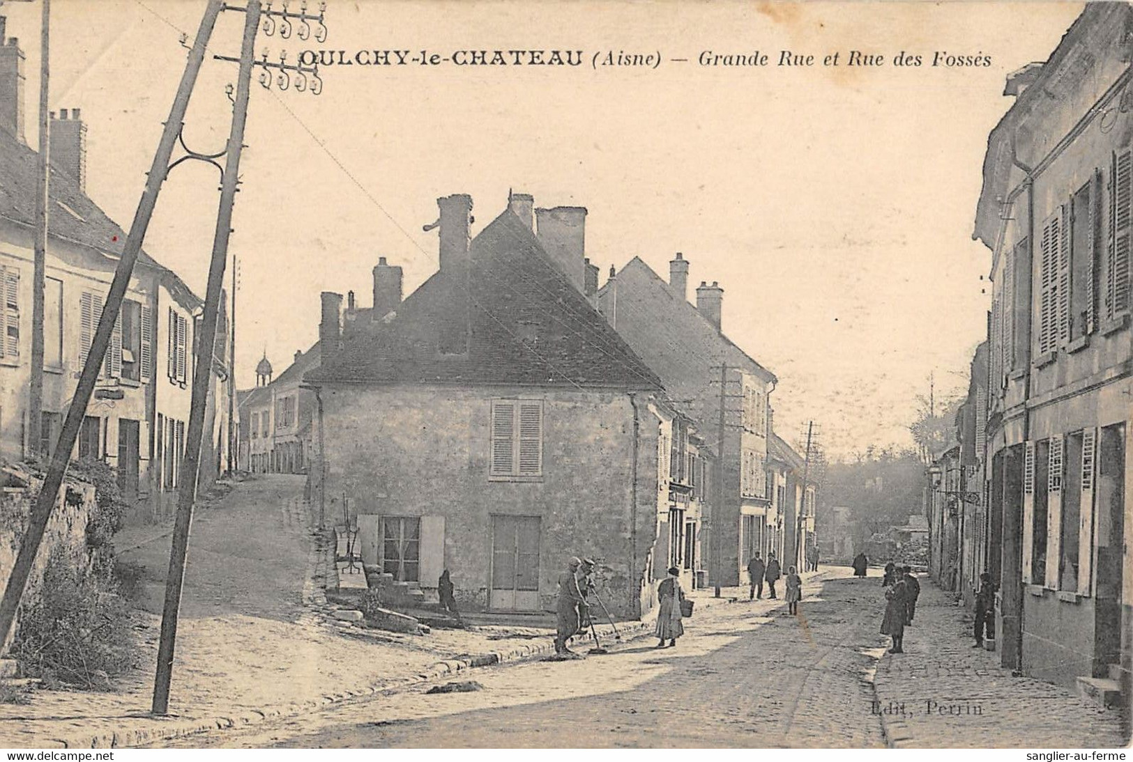 CPA 02 OULCHY LE CHATEAU GRANDE RUE ET RUE DES FOSSES - Andere & Zonder Classificatie