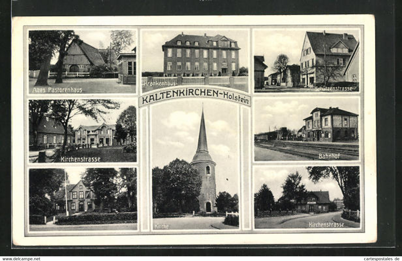 AK Kaltenkirchen / Holstein, Bahnhof, Schützenstrasse, Kirchenstrasse, Altes Pastorenhaus - Kaltenkirchen