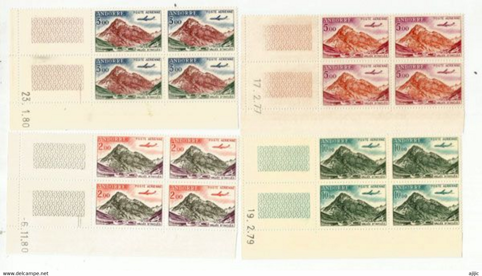 Vallée D'Incles à Soldeu. PA  5/8 Neufs ** En Bloc De 4 Coin Daté , Bord De Feuille . Côte 48 Euro - Airmail