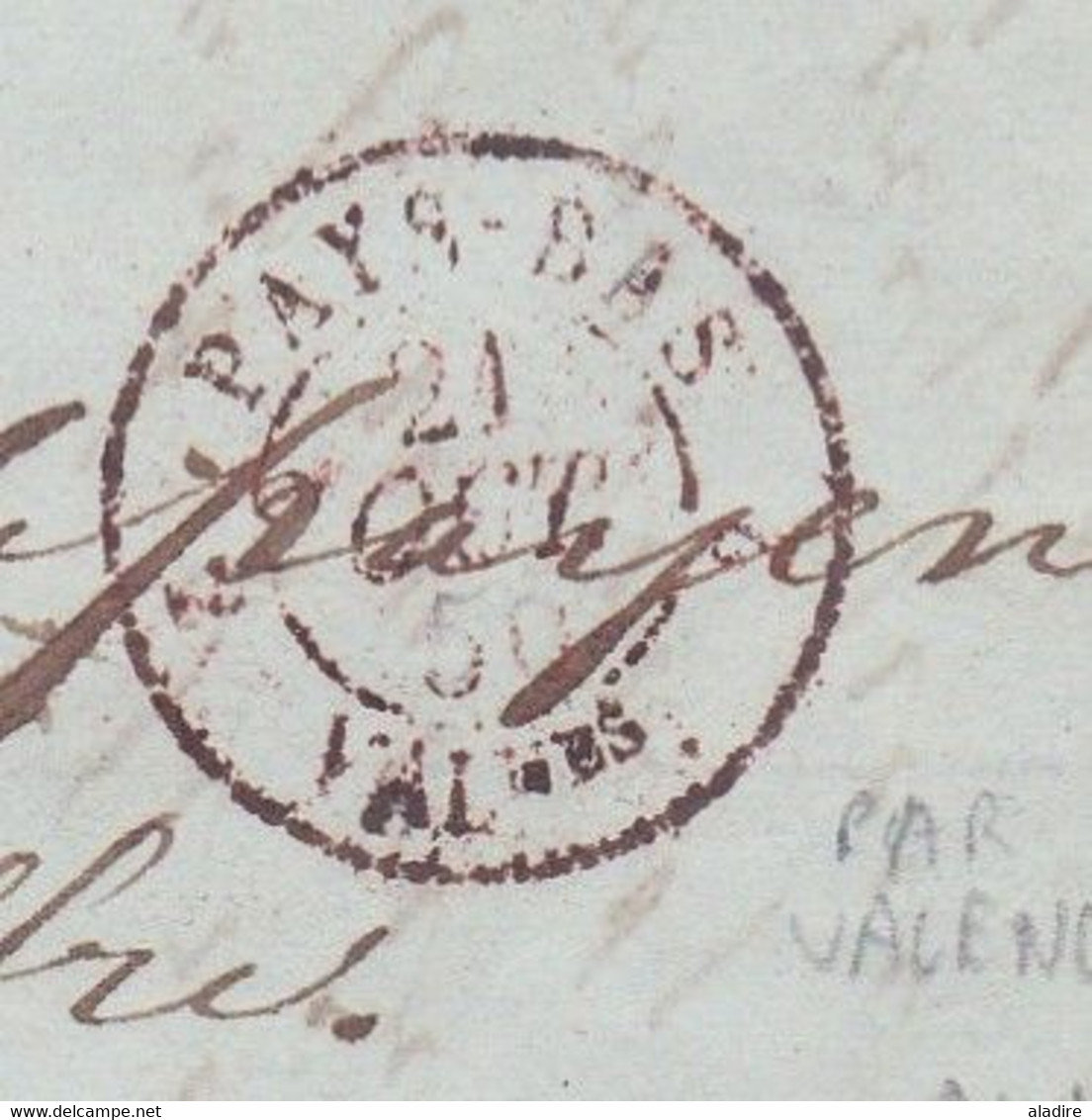 1850 - Folded Letter In French From Rotterdam To Marseille, France - Entry At Valenciennes - Tax 18 - White & Blue Soaps - Postal History