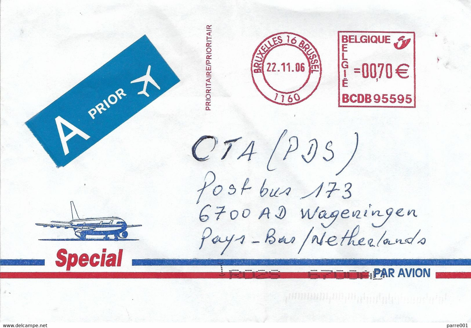Belgium Belgie 2006 Brussels Meter Francotyp-Postalia “T1000” BCDB EMA Cover - 2000-...
