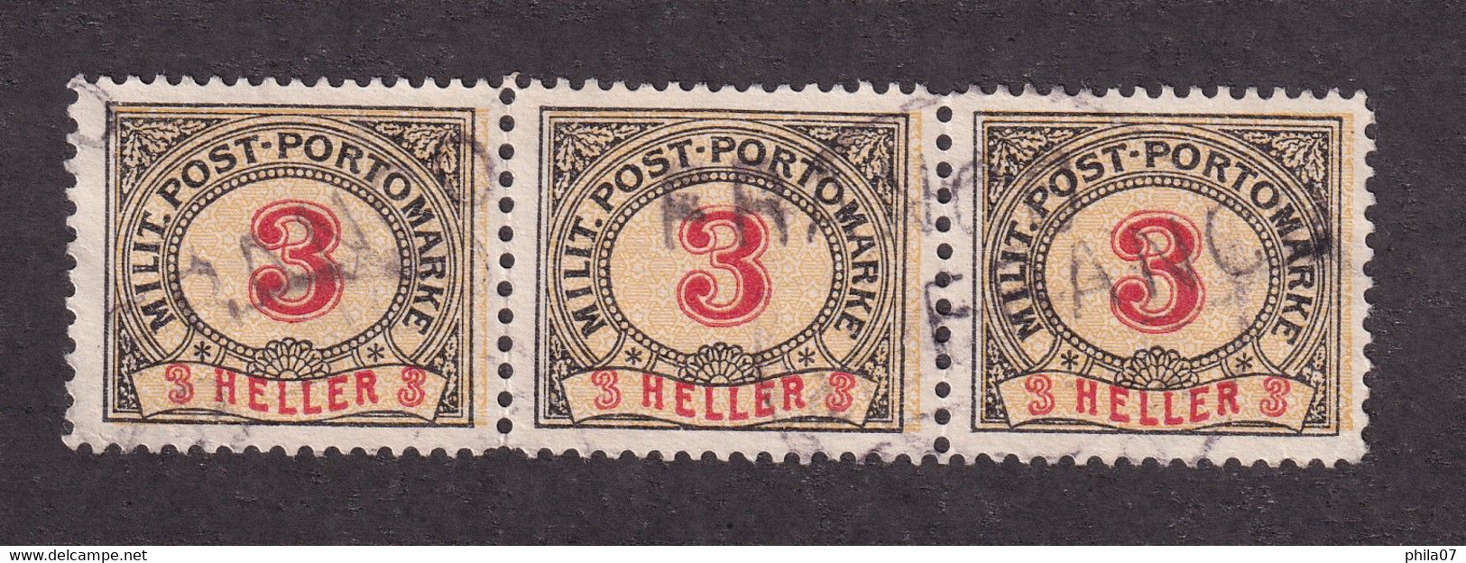 Bosnia And Herzegovina - Porto 3 Hellera, Triple With Hand Overprint FRANCO - Bosnien-Herzegowina