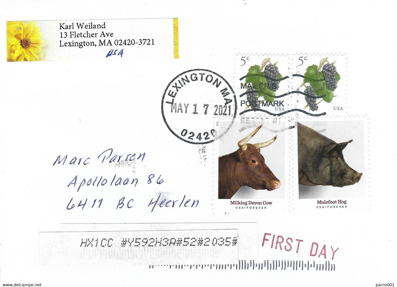 USA 2021 Lexington Miling Devon Cow Mulefoot Hog Pig Grape Fruit FDC Cover - 2011-...