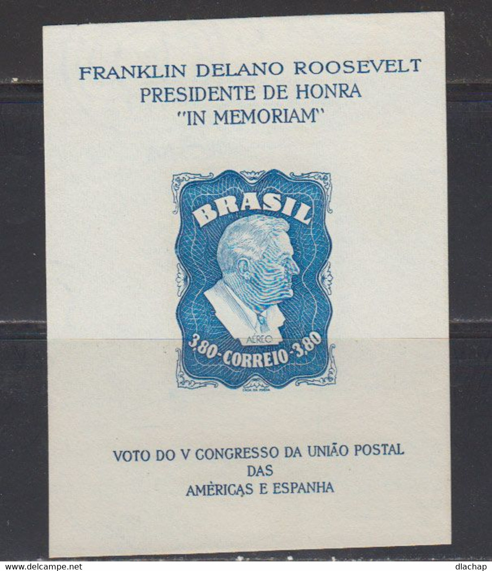 Bresil 1949 BF Yvert BF President Roosvelt ** Neuf Sans Charniere.Avec Filigrane. Non Dentele - Blocks & Sheetlets