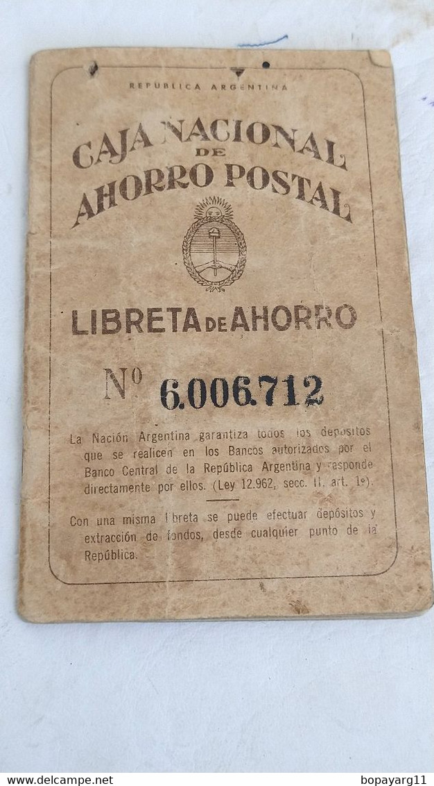 CAJA NACIONAL ARGENTINA POSTAL SAVINGS BANK BOOKLET REVENUE STAMPS # 21 - Libretti