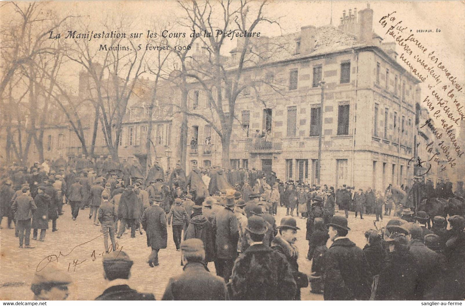 CPA 03 MOULINS LA MANIFESTATION SUR LES COURS DE LA PREFECTURE 5 FEVRIER 1906 - Moulins