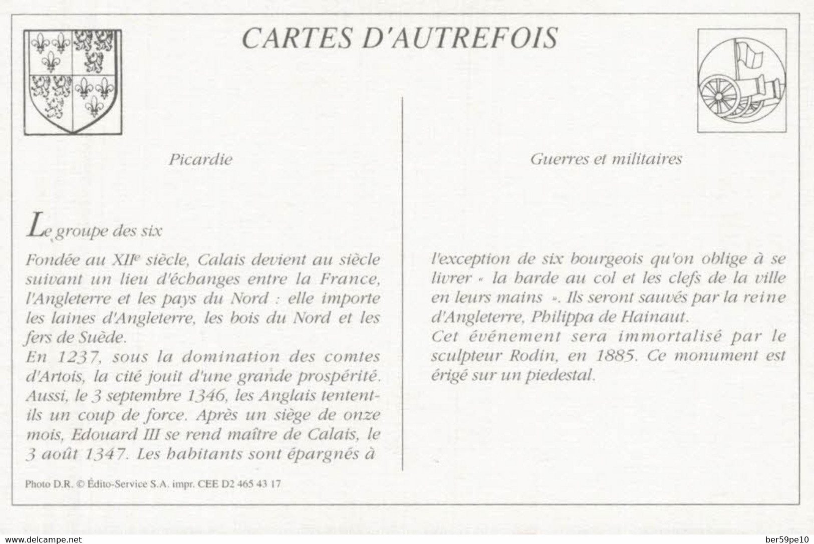 CARTES D'AUTREFOIS GUERRES ET MILITAIRES PICARDIE LE GROUPE DES SIX - Picardie