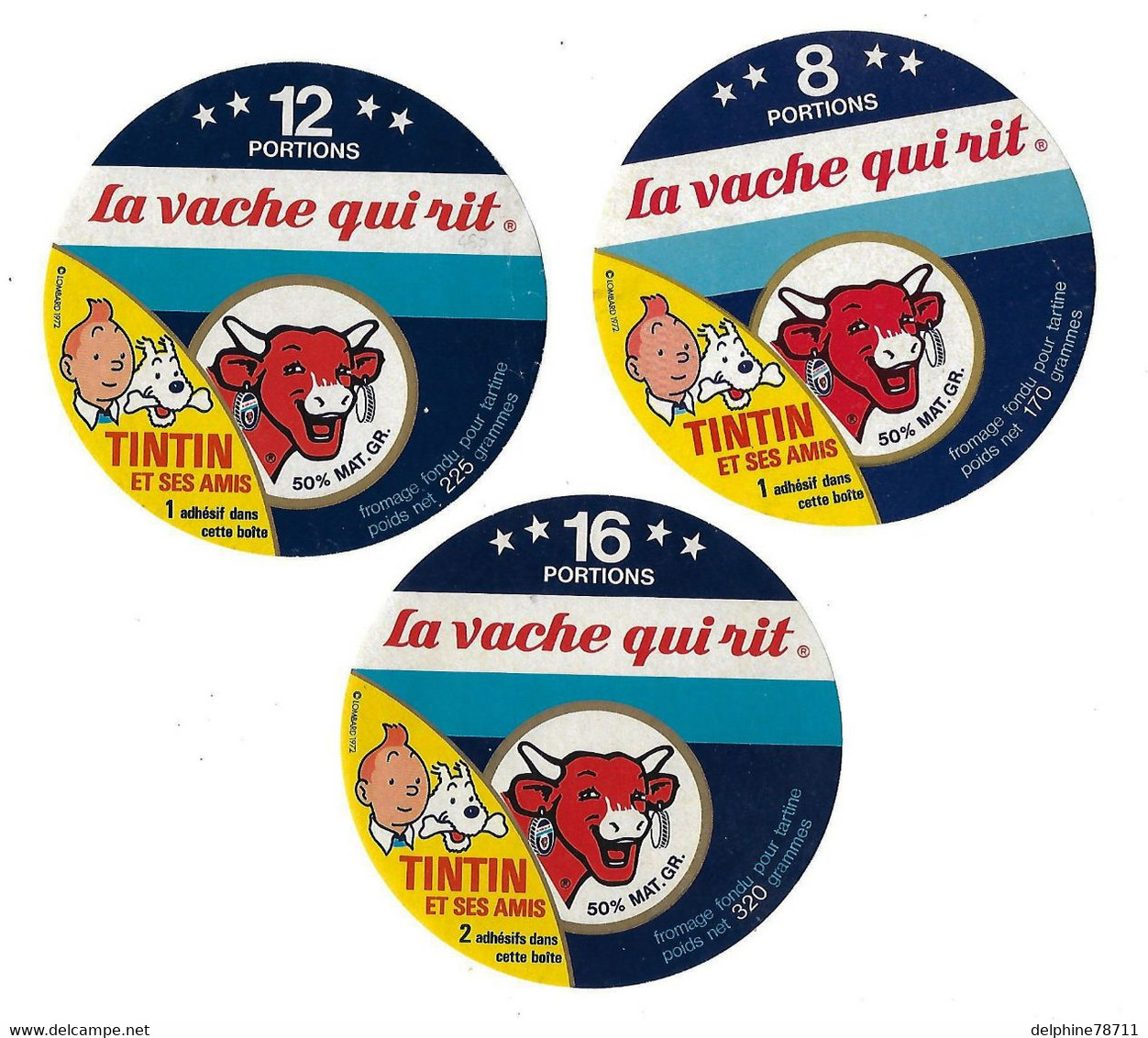 Lot De 3 étiquettes De  VACHE QUI RIT   Tintin Et Ses Amis    Ancienne Collection - Cheese