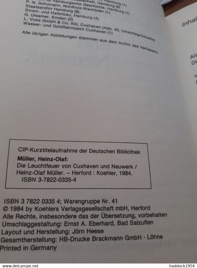 Die Leuchtfeuer Von Cuxhaven Und Neuwerk HEINZ-OLAF MULLER Koehlers 1984 - Politik & Zeitgeschichte