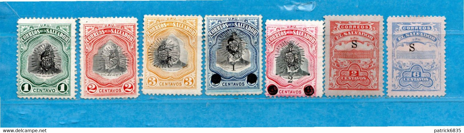 (Mn1) EL SALVADOR - 1907 *- Palais Présidentiel - Lotticino Di 7 Francobolli Misti, Linguellati.  MH. - El Salvador