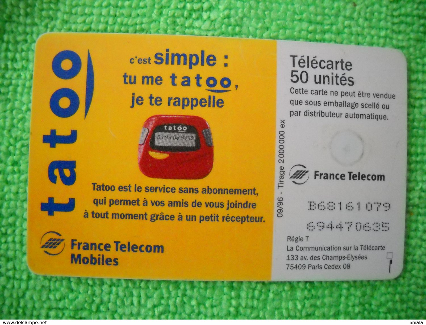 7096 Télécarte Collection TATOO Votre Tribu Garde Le Contact  Téléphone    50u  ( Recto Verso)  Carte Téléphonique - Telephones