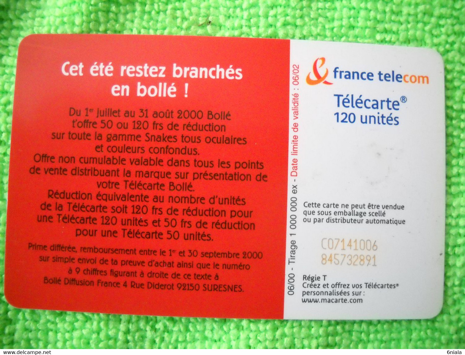 7099 Télécarte Collection Lunettes BOLLEE     120u  ( Recto Verso)  Carte Téléphonique  Micro Rayures Visibles Scan - Other & Unclassified